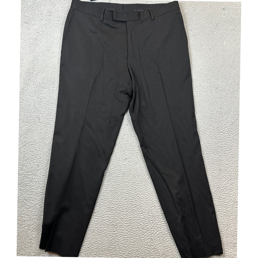 Hugo Boss Dress Pants Mens 42R Pasolini Movie US2 Black Flat Front Straight Leg